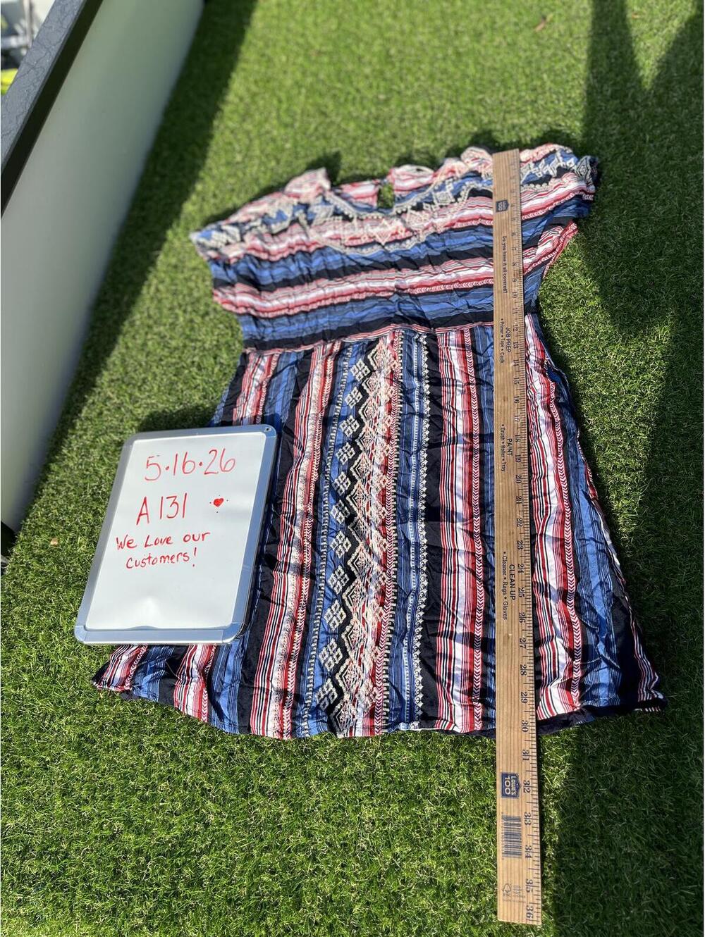 Andrée by UNIT‎ Women's Medium Striped Off-Shoulder Dress Cottage Embroidered